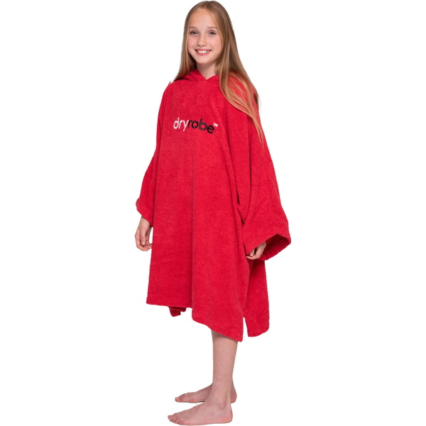 2026 Dryrobe Junior Badjas Met Capuchon Van Biologisch Katoen V3DRJOCTR - Red